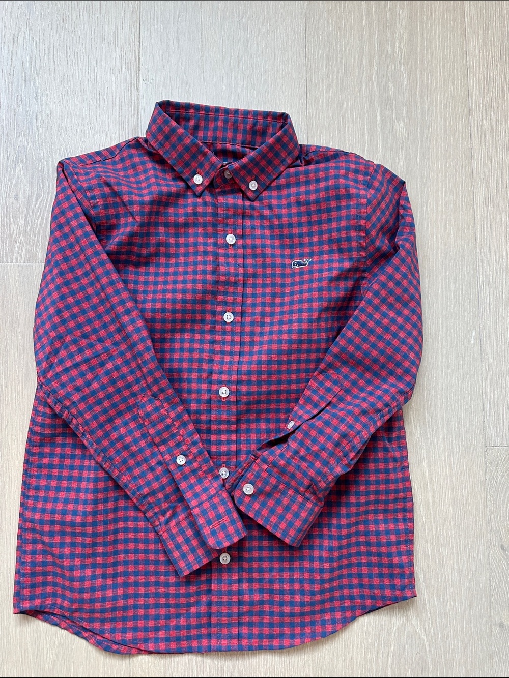 Vineyard Vines Red & Navy Check Button-Down Shirt